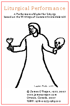A minister holds a chalice and a skull.